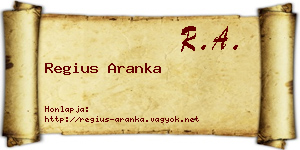 Regius Aranka névjegykártya